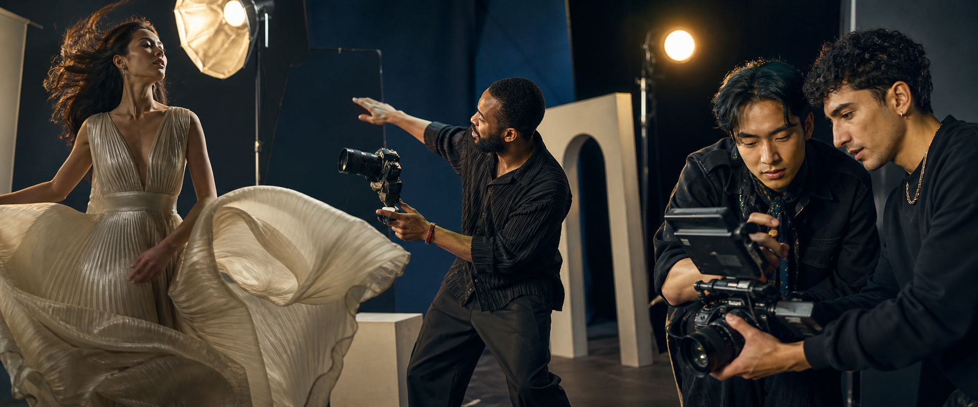 An inclusive creative team making a fashion production